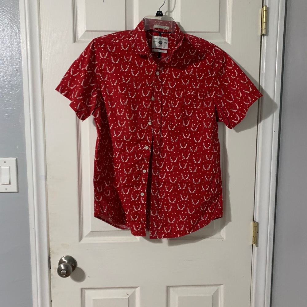 Denim and flower button up